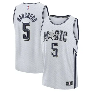 Raffinato Comodo Paolo Banchero Orlando Magic Youth 2024/25 Fast Break Player Jersey City Edition Silver per i Fan Veri