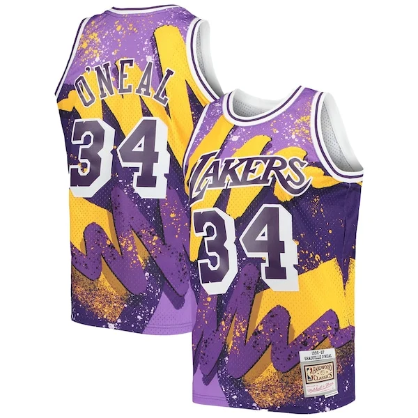 Moderno Resistente Ottimo Shaquille O'Neal Los Angeles Lakers Hardwood Classics 1996/97 Hyper Hoops Swingman Jersey Purple per i Fan Veri