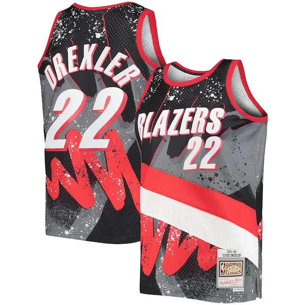 Moderno Gorgeous Resistente Clyde Drexler Portland Trail Blazers Hardwood Classics 1991/92 Hyper Hoops Swingman Jersey Black per i Fan Veri