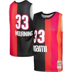 Carino Elegante Alonzo Mourning Miami Heat Hardwood Classics 2005/06 Split Swingman Jersey Black/Red per i Fan Veri