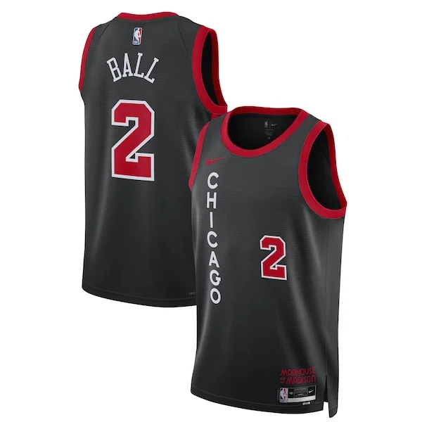 Delizioso Bellissimo Trendy Lonzo Ball Chicago Bulls Nike Unisex 2023/24 Swingman Jersey Black City Edition per i Fan Veri