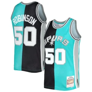 Ottimo Fascinante Moderno David Robinson San Antonio Spurs Hardwood Classics 1998/99 Split Swingman Jersey Black/Teal per i Fan Veri