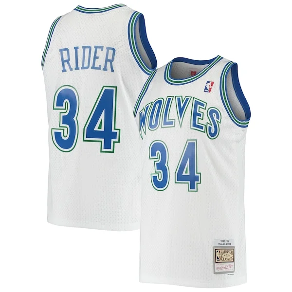 Carino Ottimo Isaiah Rider Minnesota Timberwolves 1995/96 Hardwood Classics Swingman Jersey White per i Fan Veri