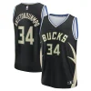 Moderno Giannis Antetokounmpo Milwaukee Bucks Youth Fast Break Replica Player Jersey Statement Edition Black per i Fan Veri