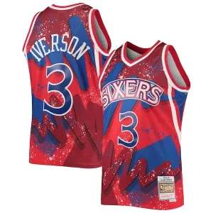 Versatile Allen Iverson Philadelphia 76ers Hardwood Classics 1996/97 Hyper Hoops Swingman Jersey Red per i Fan Veri