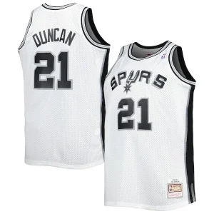 Delizioso Pratico Attraente Tim Duncan San Antonio Spurs Big & Tall Hardwood Classics 1998/99 Swingman Jersey White/Black per i Fan Veri