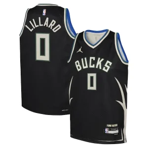 Magnifico Damian Lillard Milwaukee Bucks Jordan Brand Youth Swingman Jersey Statement Edition Black  per i Fan Veri