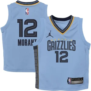 Lussuoso Meraviglioso Classico Ja Morant Memphis Grizzlies Jordan Brand Preschool 2022/23 Statement Edition Jersey Light Blue per i Fan Veri