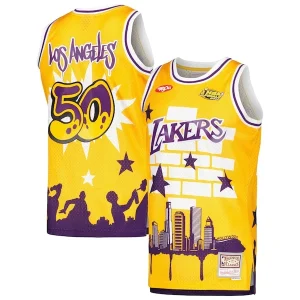 Ottimo Los Angeles Lakers x Tats Cru Hardwood Classics Fashion Jersey Gold per i Fan Veri