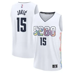 Comodo Nikola Jokic Denver Nuggets Youth 2024/25 Fast Break Player Jersey City Edition White per i Fan Veri