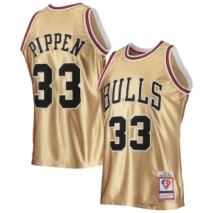 Ottimo Scottie Pippen Chicago Bulls 75th Anniversary 1997/98 Hardwood Classics Swingman Jersey Gold per i Fan Veri