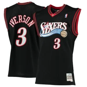 Prestigioso Robusto Allen Iverson Philadelphia 76ers 2000/01 Hardwood Classics Swingman Jersey Black per i Fan Veri