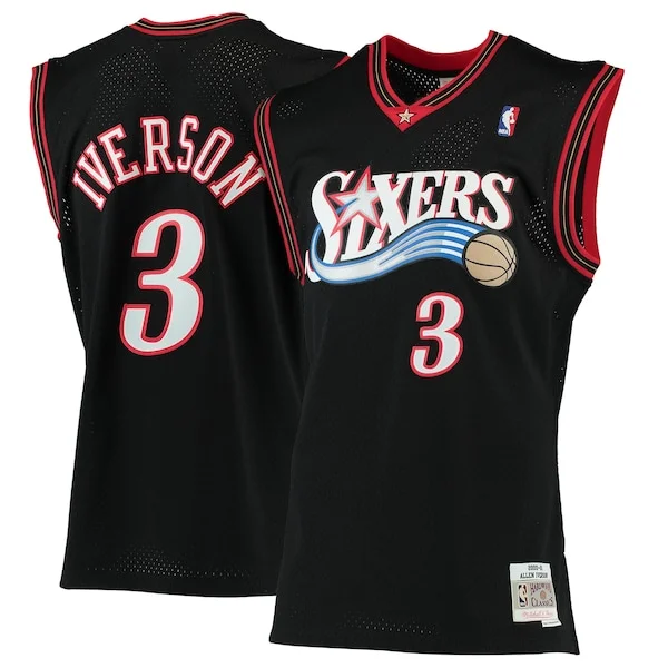 Prestigioso Robusto Allen Iverson Philadelphia 76ers 2000/01 Hardwood Classics Swingman Jersey Black per i Fan Veri
