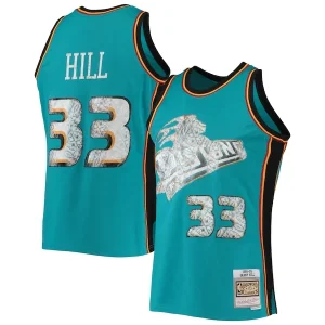 Ottimo Duraturo Classico Grant Hill Detroit Pistons 1998/99 Hardwood Classics NBA 75th Anniversary Diamond Swingman Jersey Teal per i Fan Veri