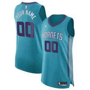 Accattivante Gorgeous Charlotte Hornets Jordan Brand Authentic Custom Jersey Teal Icon Edition per i Fan Veri
