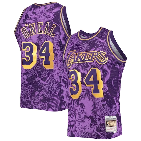 Splendido Delizioso Meraviglioso Shaquille O'Neal Los Angeles Lakers Hardwood Classics 1996/97 Lunar New Year Swingman Jersey Purple per i Fan Veri