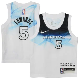 Resistente Anthony Edwards Minnesota Timberwolves Nike Toddler 2024/25 Swingman Player Jersey City Edition White per i Fan Veri