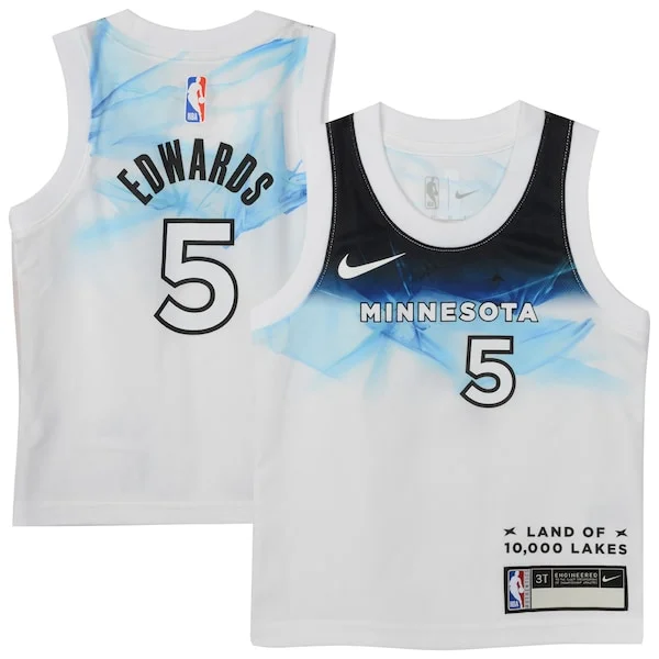 Resistente Anthony Edwards Minnesota Timberwolves Nike Toddler 2024/25 Swingman Player Jersey City Edition White per i Fan Veri