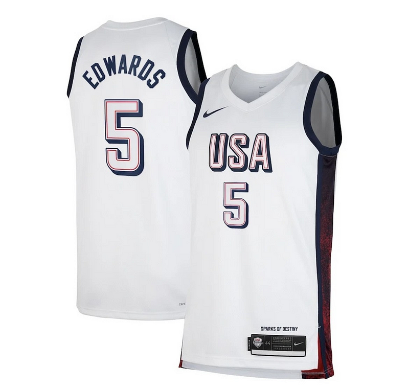 Trendy Lussuoso Gorgeous Anthony Edwards Unisex Nike Men's USA Basketball 2024 Swingman Player Jersey White per i Fan Veri