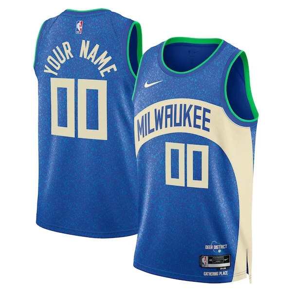 Attraente Cool Robusto Milwaukee Bucks Nike Unisex 2023/24 Custom Swingman Jersey Royal City Edition per i Fan Veri