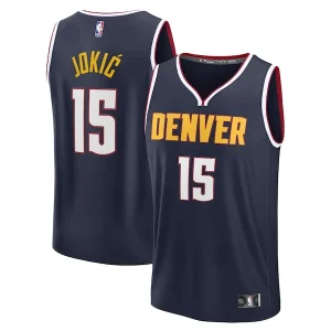 Fascinante Nikola Jokic Denver Nuggets Fast Break Replica Player Jersey Icon Edition Navy per i Fan Veri
