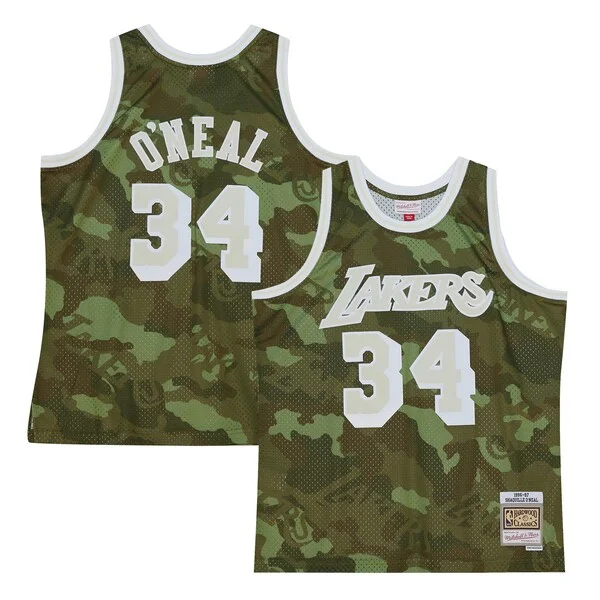 Magnifico Meraviglioso Carino Shaquille O'Neal Los Angeles Lakers Hardwood Classics 1996/97 Ghost Green Swingman Jersey Camo per i Fan Veri
