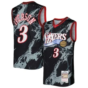 Fascinante Resistente Allen Iverson Philadelphia 76ers 2000/01 Hardwood Classics Marble Swingman Jersey Black per i Fan Veri