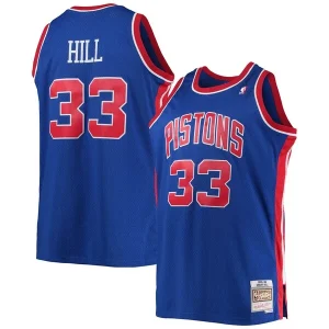 Attraente Grant Hill Detroit Pistons 1995/96 Big & Tall Hardwood Classics Swingman Jersey Blue per i Fan Veri