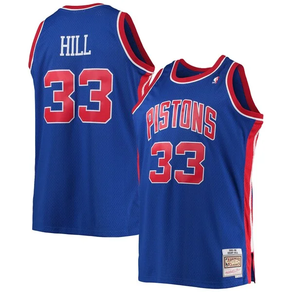 Attraente Grant Hill Detroit Pistons 1995/96 Big & Tall Hardwood Classics Swingman Jersey Blue per i Fan Veri