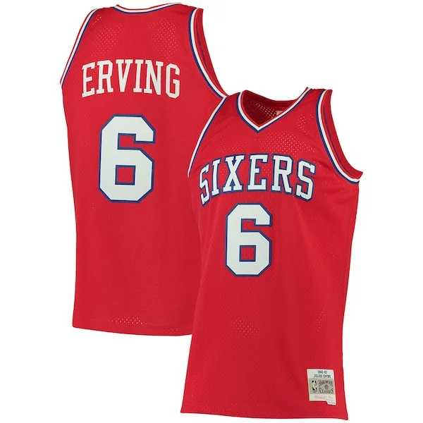 Robusto Trendy Julius Erving Philadelphia 76ers 1982/83 Big & Tall Hardwood Classics Swingman Jersey Red per i Fan Veri