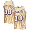 Sofisticato Kareem Abdul Jabbar Los Angeles Lakers 75th Anniversary 1983/84 Hardwood Classics Swingman Jersey Gold per i Fan Veri