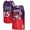 Sofisticato Moderno Fascinante Vince Carter Toronto Raptors 1998/99 Hardwood Classics Fadeaway Swingman Player Jersey Red/Purple per i Fan Veri