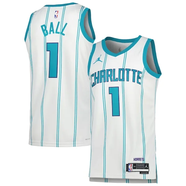 Trendy Pratico LaMelo Ball Charlotte Hornets Jordan Brand Unisex Swingman Jersey Association Edition White/Teal per i Fan Veri