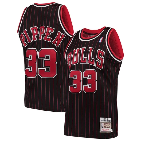 Moderno Eccezionale Scottie Pippen Chicago Bulls 1995/96 Hardwood Classics Authentic Jersey Black per i Fan Veri