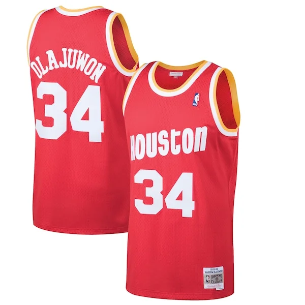 Resistente Elegante Hakeem Olajuwon Houston Rockets 1993/94 Hardwood Classics Swingman Jersey Red per i Fan Veri