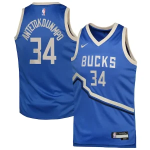 Ottimo Giannis Antetokounmpo Milwaukee Bucks Nike Youth 2024/25 Swingman Player Jersey City Edition Royal per i Fan Veri