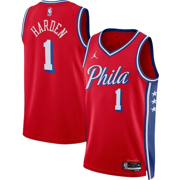 Meraviglioso James Harden Philadelphia 76ers Jordan Brand Unisex Swingman Jersey Statement Edition Red per i Fan Veri