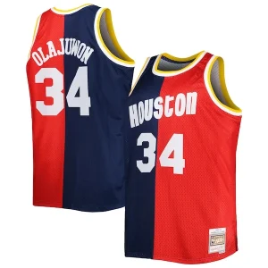 Pratico Prestigioso Hakeem Olajuwon Houston Rockets Big & Tall Hardwood Classics 1993/94 Split Swingman Jersey Navy/Red per i Fan Veri