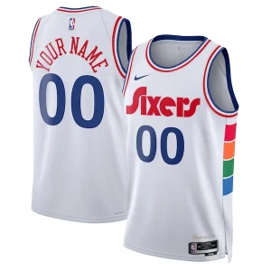 Accattivante Philadelphia 76ers Nike Unisex 2024/25 Custom Swingman Jersey City Edition White per i Fan Veri