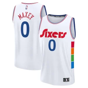 Versatile Pratico Tyrese Maxey Philadelphia 76ers 2024/25 Fast Break Player Jersey City Edition White  per i Fan Veri