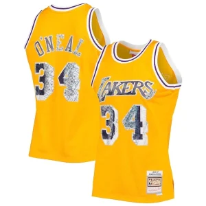 Cool Robusto Meraviglioso Shaquille O'Neal Los Angeles Lakers 1996 97 Hardwood Classics NBA 75th Anniversary Diamond Swingman Jersey Gold per i Fan Veri