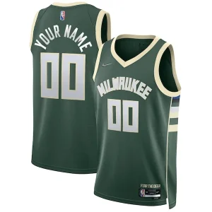 Fascinante Magnifico Milwaukee Bucks Nike 2021/22 Diamond Swingman Custom Jersey Icon Edition Hunter Green per i Fan Veri