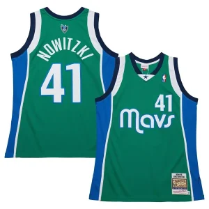 Delizioso Dirk Nowitzki Dallas Mavericks 2004/05 Hardwood Classics Authentic Jersey Green per i Fan Veri