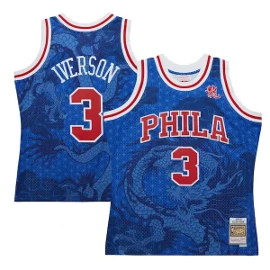 Pratico Delizioso Allen Iverson Philadelphia 76ers 1996/97 Hardwood Classics Asian Heritage 6.0 Swingman Throwback Player Jersey Royal per i Fan Veri