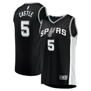 Gorgeous Delizioso Stephon Castle San Antonio Spurs 2024 NBA Draft Fast Break Player Jersey Icon Edition Black per i Fan Veri