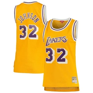 Magnifico Pratico Magic Johnson Los Angeles Lakers Women's 1984/85 Hardwood Classics Swingman Jersey Gold per i Fan Veri