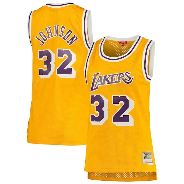 Magnifico Pratico Magic Johnson Los Angeles Lakers Women's 1984/85 Hardwood Classics Swingman Jersey Gold per i Fan Veri