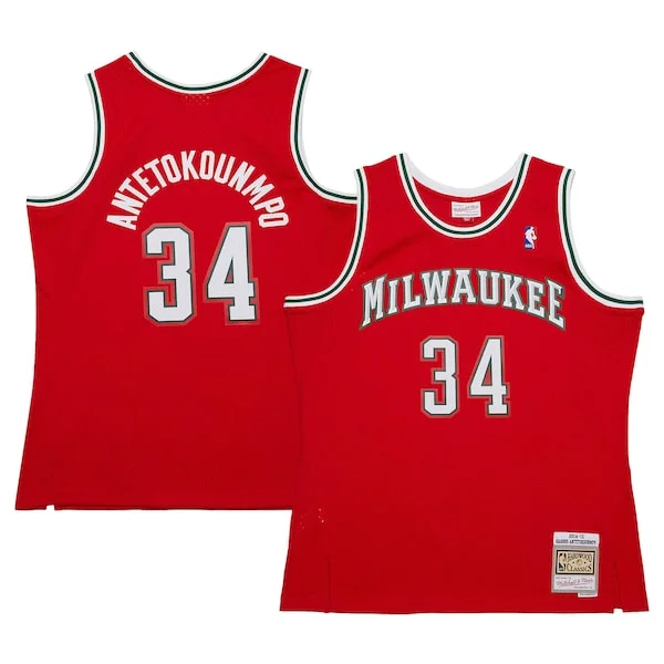 Comodo Carino Giannis Antetokounmpo Milwaukee Bucks 2014/15 Hardwood Classics Swingman Jersey Red per i Fan Veri