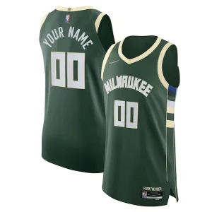 Delizioso Milwaukee Bucks Nike 2021/22 Diamond Authentic Custom Jersey Icon Edition Hunter Green per i Fan Veri