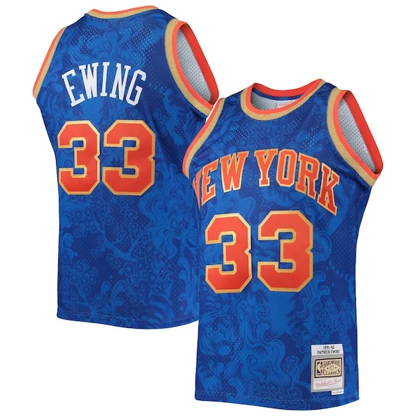 Stupendo Patrick Ewing New York Knicks Hardwood Classics 1991/92 Lunar New Year Swingman Jersey Blue per i Fan Veri